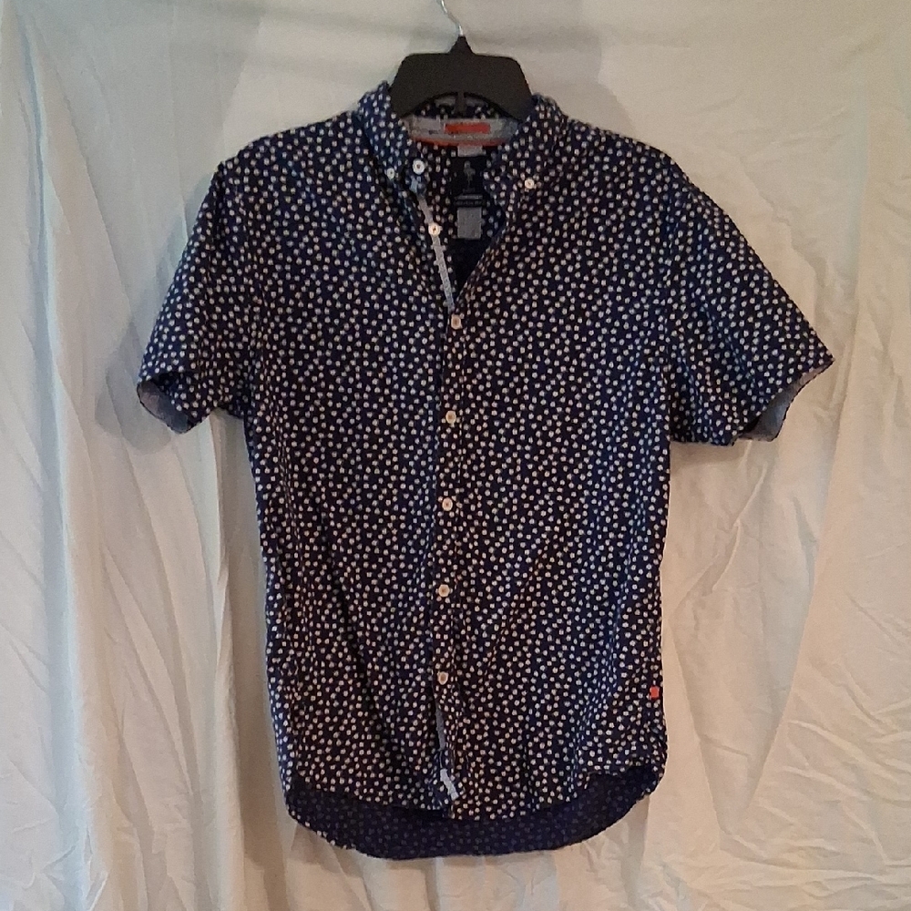 Men's Casual Navy Blue Dot Shirt